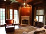 Study with Floor to Ceiling Cherry Trim Detail, Coffered Ceiling & Fireplace